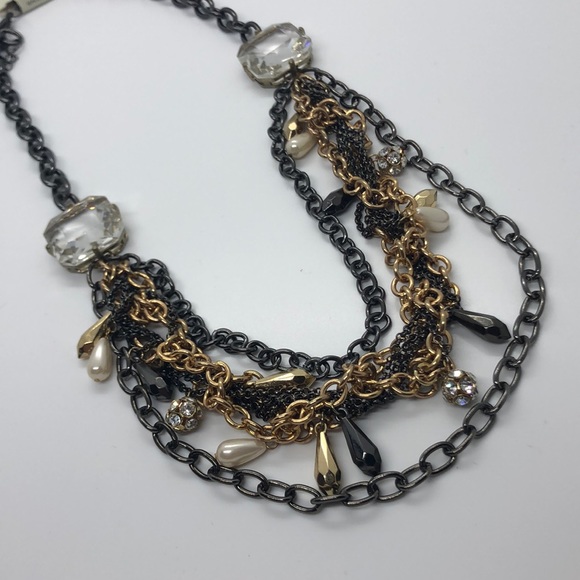 Pewter, gold chunky necklace with neck clasp - Picture 7 of 7